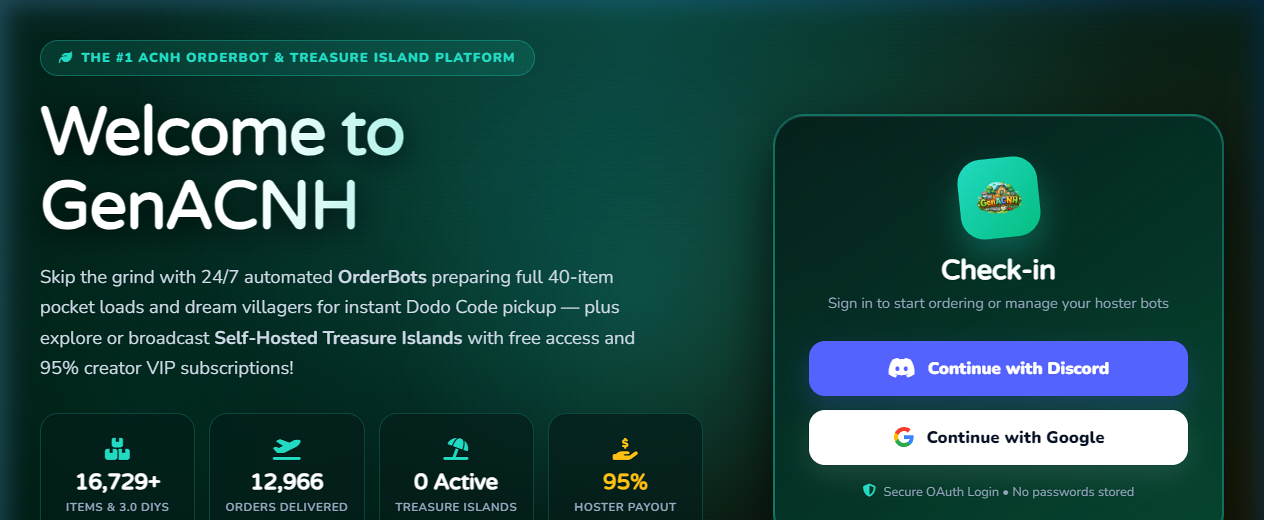 GenACNH.com Platform Screenshot